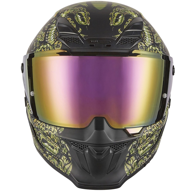 Integralhelm Motorrad NOX Exlusiv Goliath Mythology matt schwarz-gold