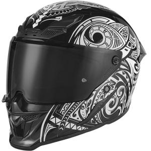 NOX Exlusiv Goliath Maori Integralhelm Motorrad matt schwarz-weiß