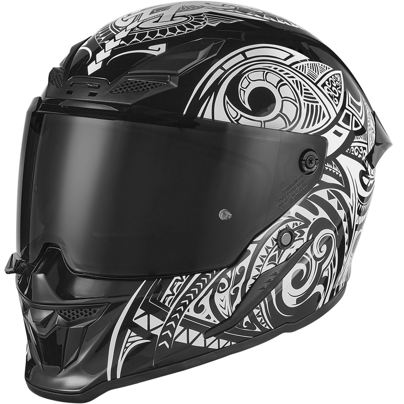 NOX Exlusiv Goliath Maori Integralhelm Motorrad matt schwarz-weiß
