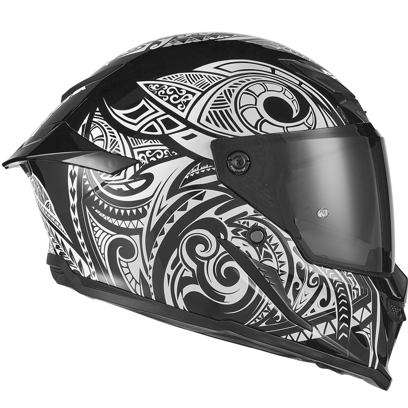 NOX Exlusiv Goliath Maori Integralhelm Motorrad matt schwarz-weiß