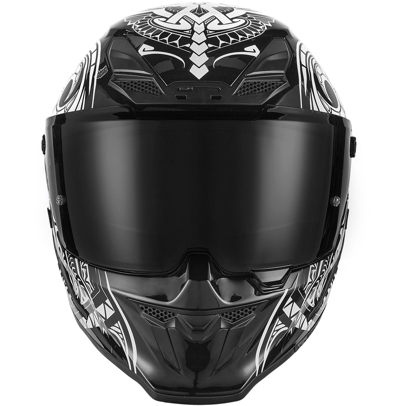 NOX Exlusiv Goliath Maori Integralhelm Motorrad matt schwarz-weiß