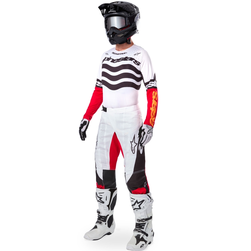 Alpinestars Techstar Motocross-Trikot Limited Edition Tiefschwarz-Weiß-Fluorot-Orange