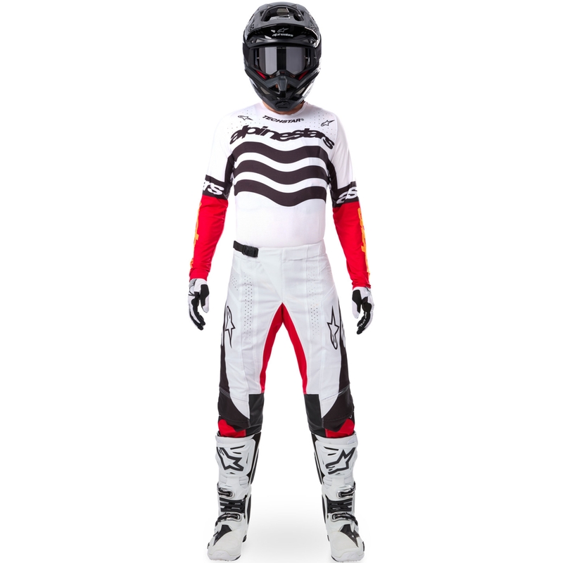 Alpinestars Techstar Motocross-Trikot Limited Edition Tiefschwarz-Weiß-Fluorot-Orange