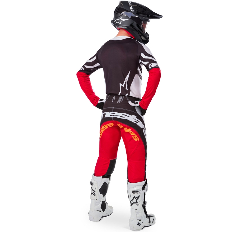 Alpinestars Techstar Motocross-Trikot Limited Edition Tiefschwarz-Weiß-Fluorot-Orange