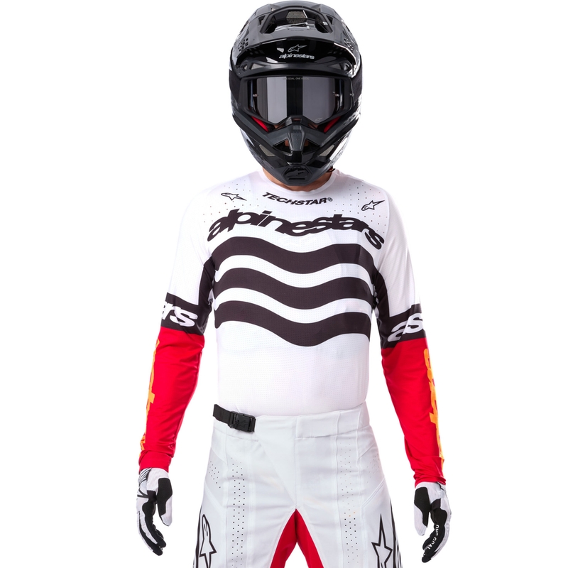 Alpinestars Techstar Motocross-Trikot Limited Edition Tiefschwarz-Weiß-Fluorot-Orange