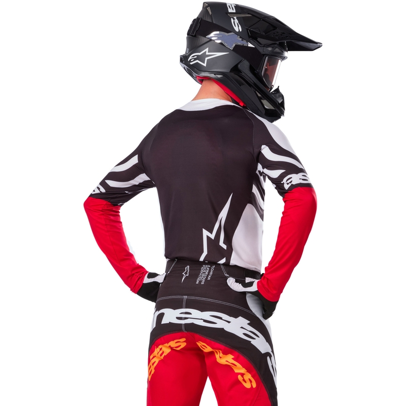 Alpinestars Techstar Motocross-Trikot Limited Edition Tiefschwarz-Weiß-Fluorot-Orange