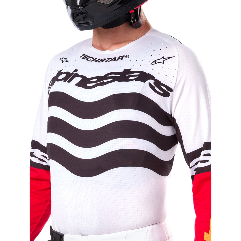 Alpinestars Techstar Motocross-Trikot Limited Edition Tiefschwarz-Weiß-Fluorot-Orange