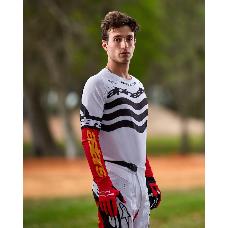 Alpinestars Techstar Motocross-Trikot Limited Edition Tiefschwarz-Weiß-Fluorot-Orange
