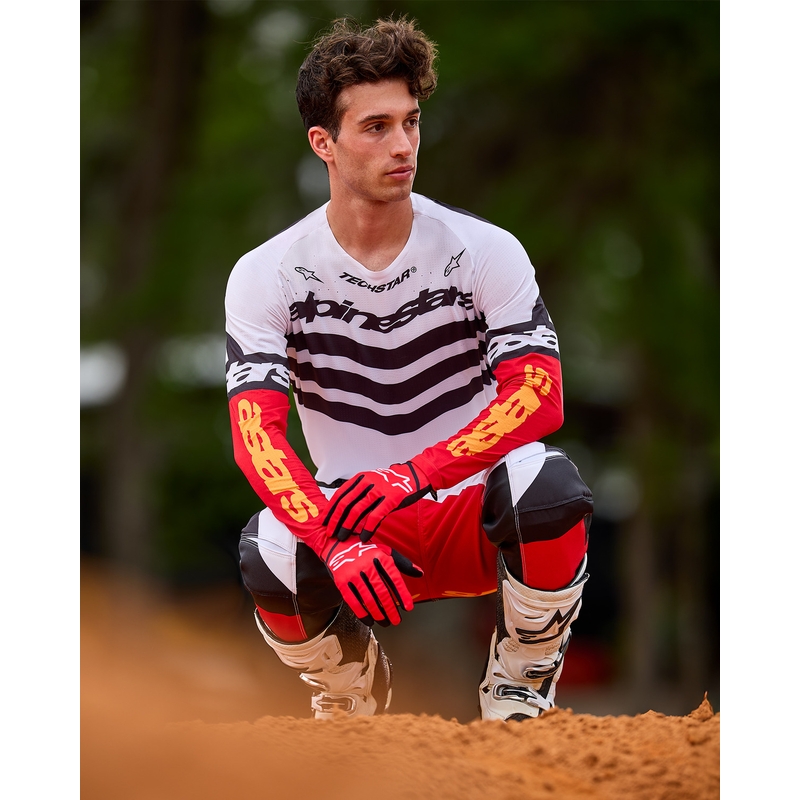 Alpinestars Techstar Motocrosshose Limited Edition Tiefschwarz-Weiß-Fluorot-Orange