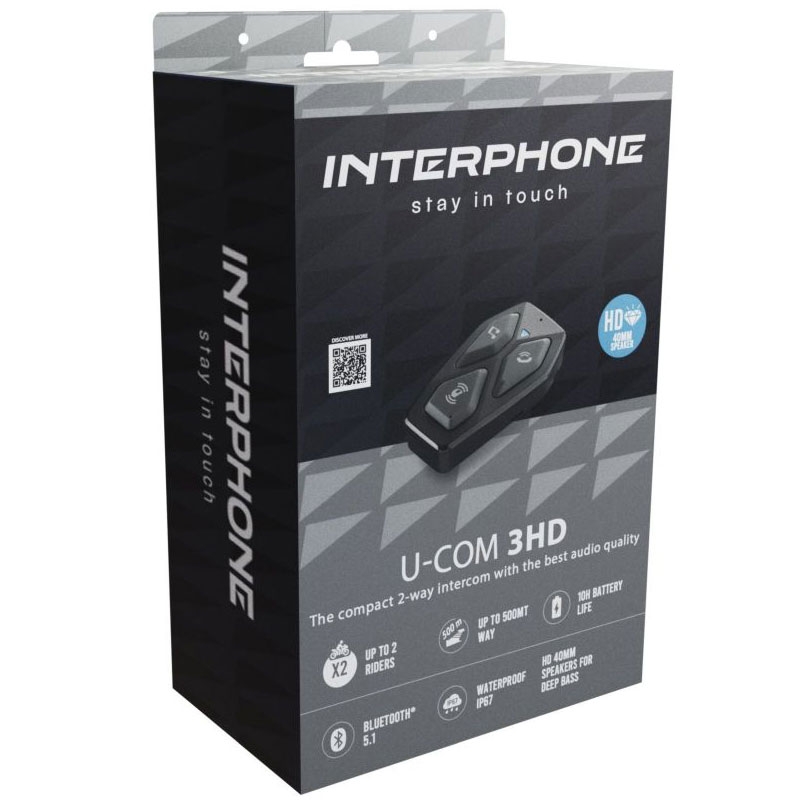 Bluetooth-Headset für geschlossene und offene Helme Interphone U-COM3 mit HD-Lautsprechern