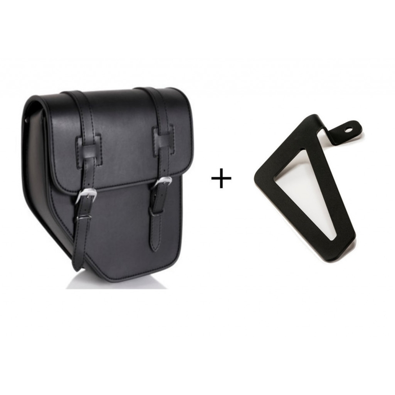 Leder-Satteltasche CUSTOMACCES IBIZA schwarz right, with side metal base + universal support