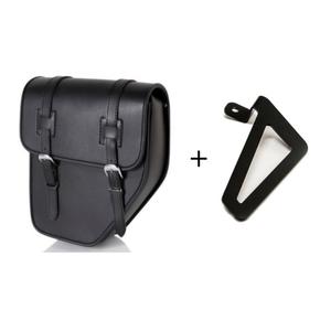 Leder-Satteltasche CUSTOMACCES IBIZA APS016N schwarz left, with metal base left side and left fitting kit