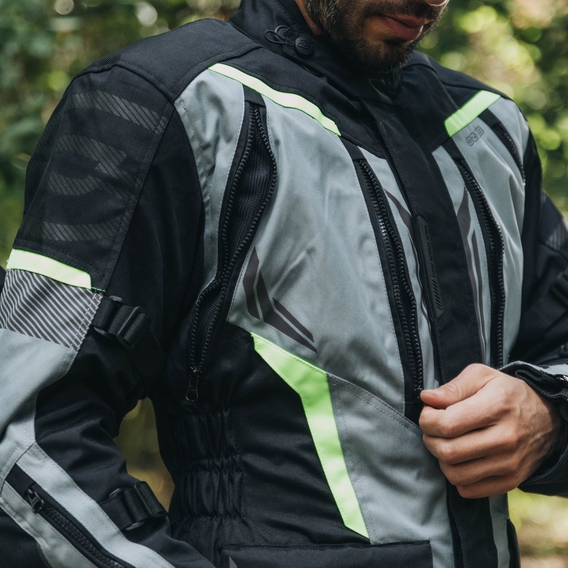 Motorradjacke Ozone Tour III schwarz-grau-fluo gelb