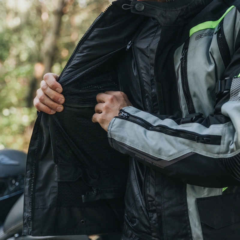 Motorradjacke Ozone Tour III schwarz-grau-fluo gelb