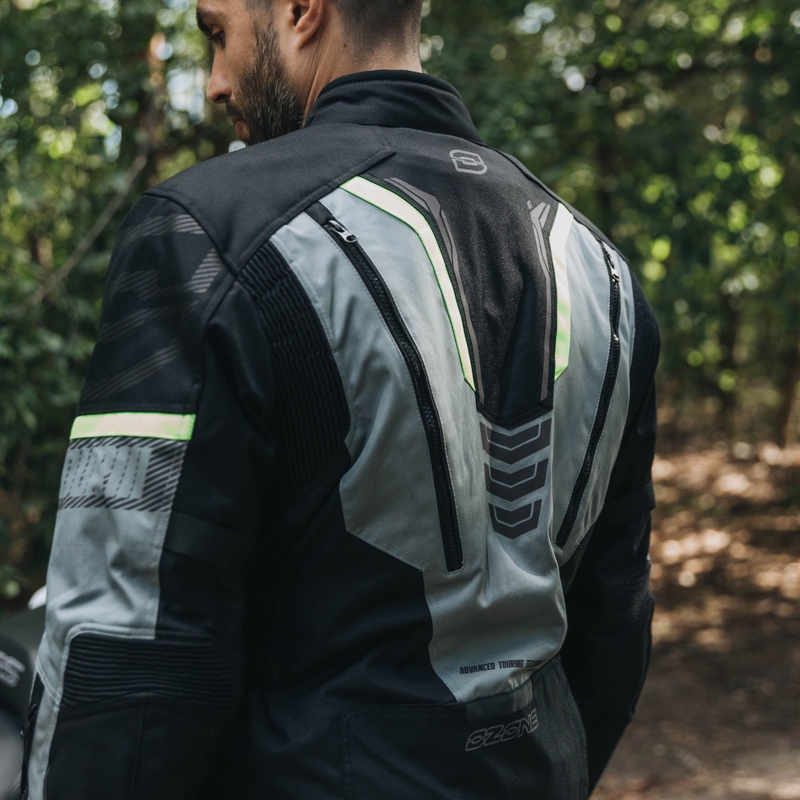 Motorradjacke Ozone Tour III schwarz-grau-fluo gelb