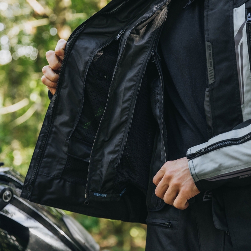 Motorradjacke Ozone Tour III schwarz-grau-fluo gelb