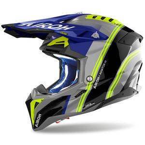Motocrosshelm Airoh Aviator 3 Hima blau glänzend