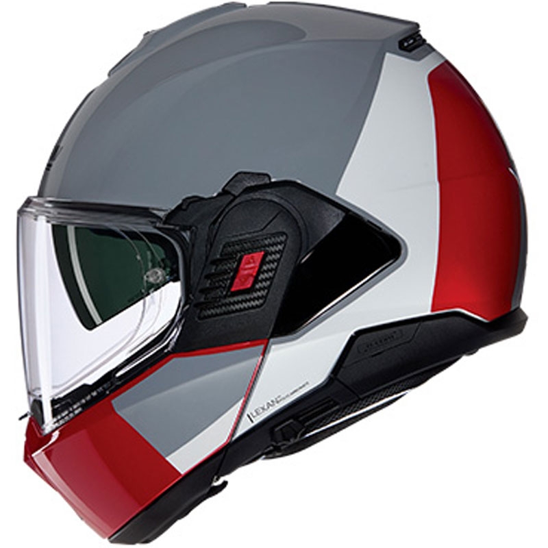 Klappbarer Motorradhelm Nolan N120-1 Grafo N-COM 349 grau-weiß-rot