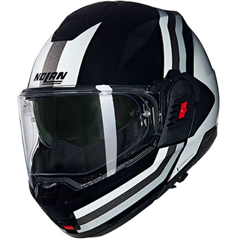 Motorrad-Klapphelm Nolan N120-1 Lineo N-COM 348 schwarz-weiß-silber