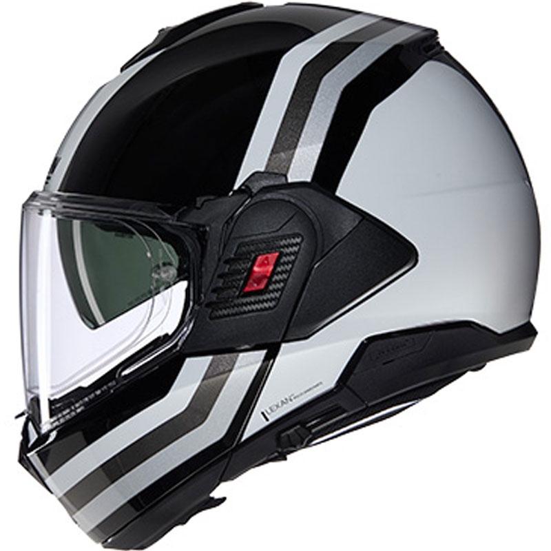 Motorrad-Klapphelm Nolan N120-1 Lineo N-COM 348 schwarz-weiß-silber