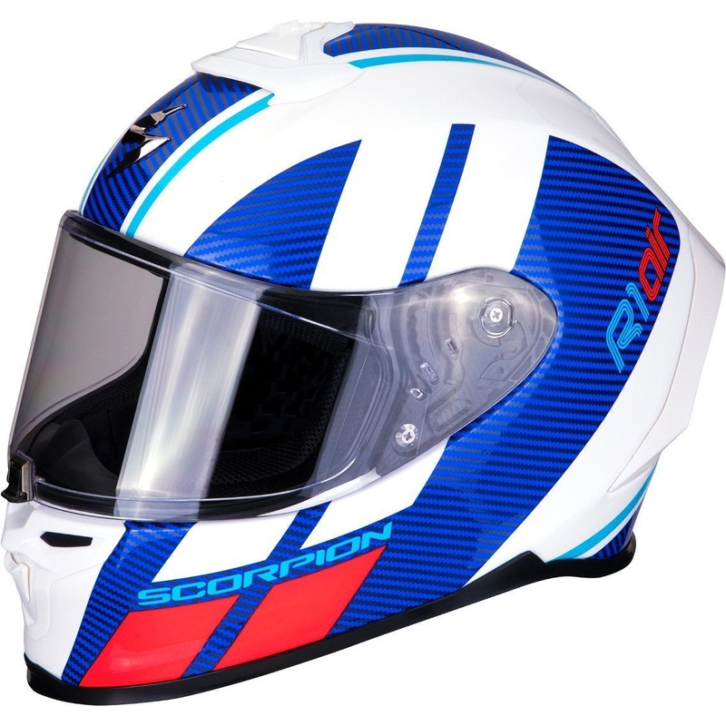 Integralhelm Scorpion EXO-R1 Air Corpus weiß-blau-rot