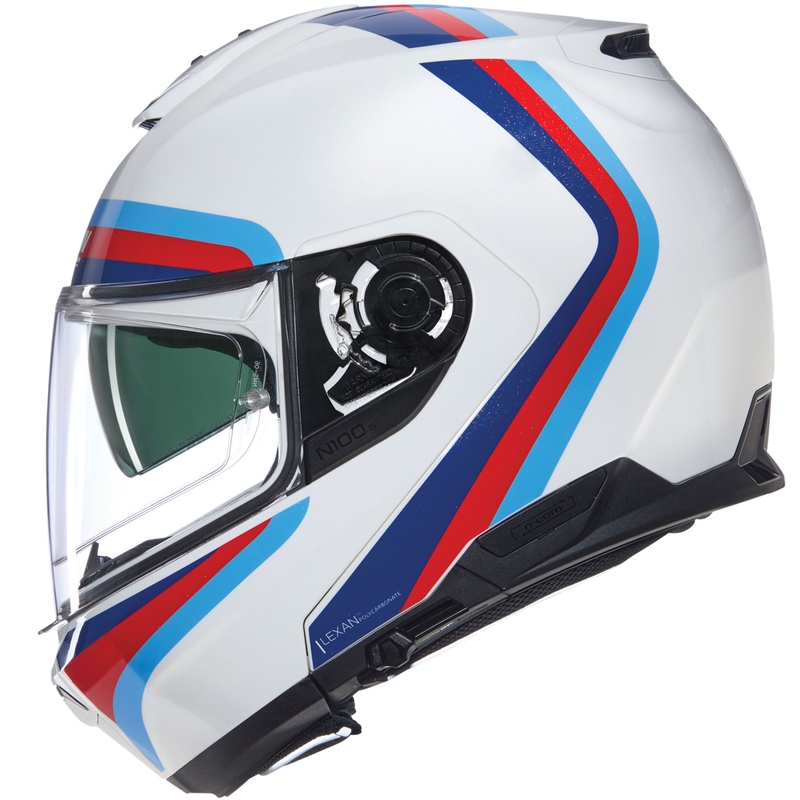 Motorrad-Klapphelm Nolan N100-6 Assoluto N-COM 347 weiß-rot-blau