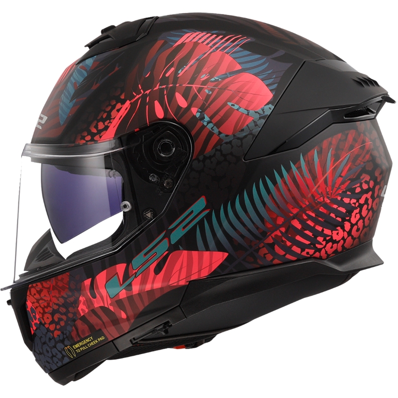 LS2 FF808 Stream II Jungle Schwarz-Rosa-Blau Integral-Motorradhelm