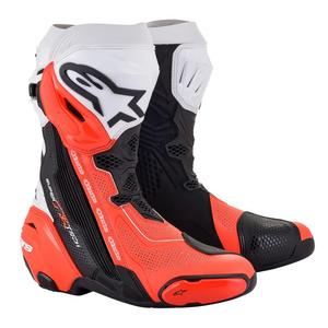 Alpinestars Supertech R Vented Motorradstiefel schwarz-weiß-fluo rot - II. Wahl