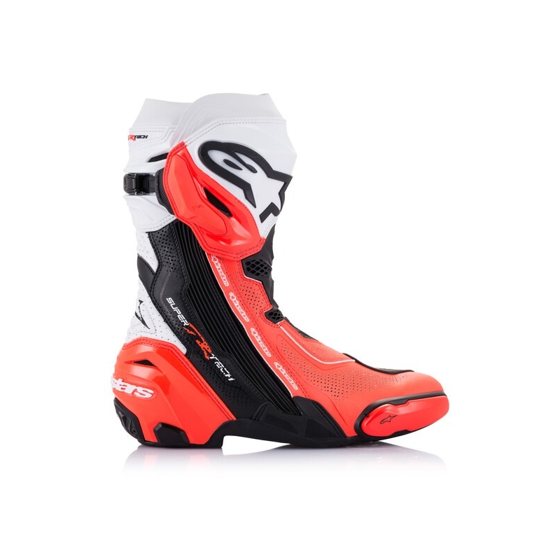 Alpinestars Supertech R Vented Motorradstiefel schwarz-weiß-fluo rot - II. Wahl - II. Qualität