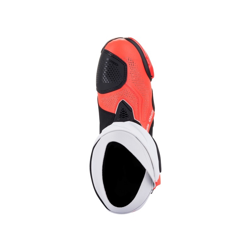 Alpinestars Supertech R Vented Motorradstiefel schwarz-weiß-fluo rot - II. Wahl - II. Qualität
