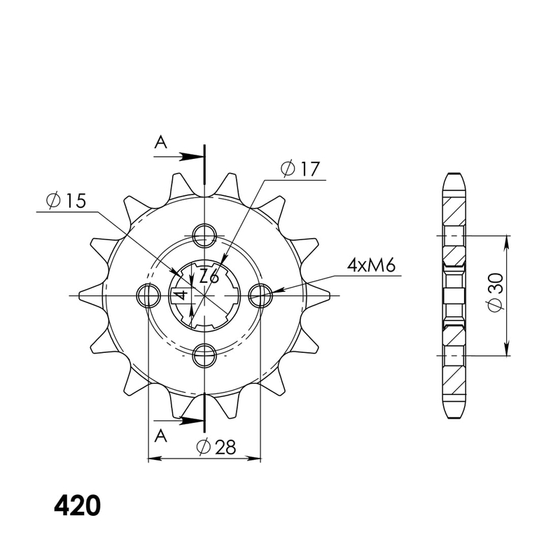 Ritzel SUPERSPROX 14T, 420