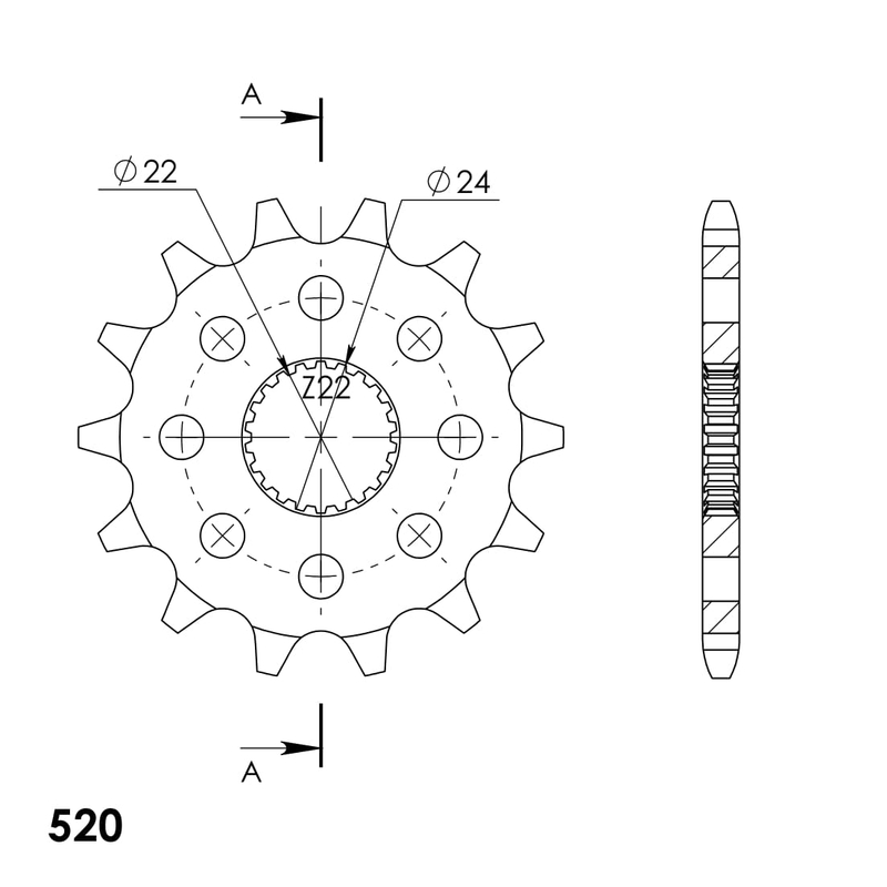 Ritzel SUPERSPROX 14T, 520