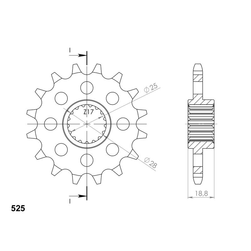 Ritzel SUPERSPROX 17T, 525 Ausverkauf