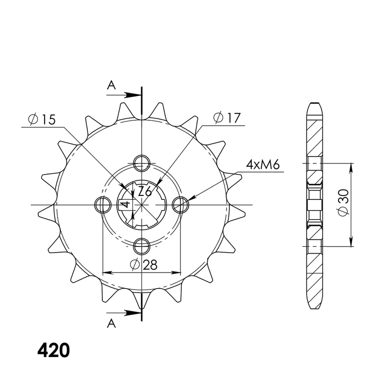 Ritzel SUPERSPROX 17T, 420