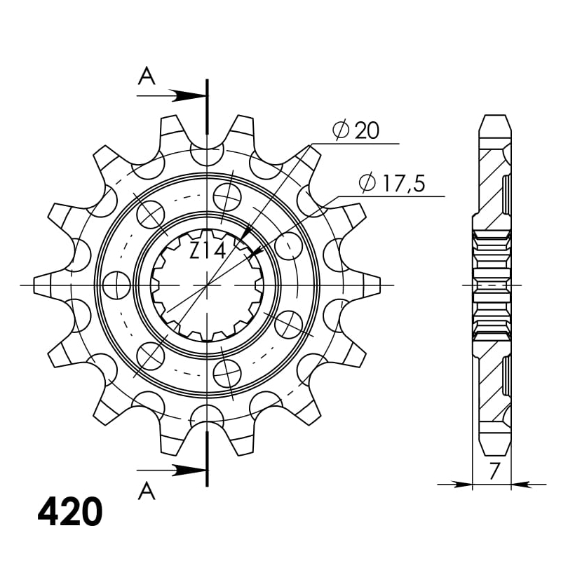 Ritzel SUPERSPROX STEALTH 14T, 420