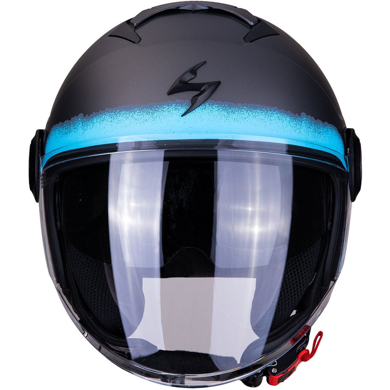 Offener Motorradhelm Scorpion EXO-CITY Blurr silber-blau