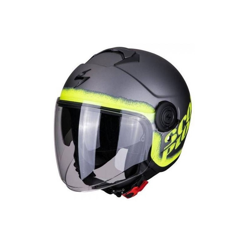 Offener Motorradhelm Scorpion EXO-CITY Blurr silber-fluo gelb