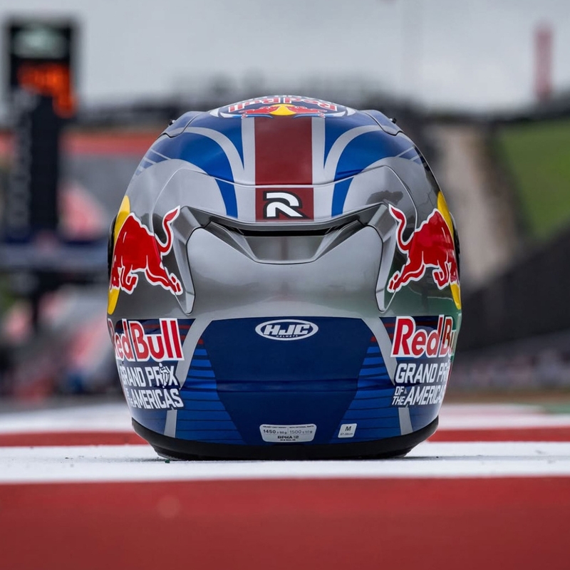 Integralhelm Motorrad HJC RPHA 12 Red Bull Austin GP II MC21 blau-grau