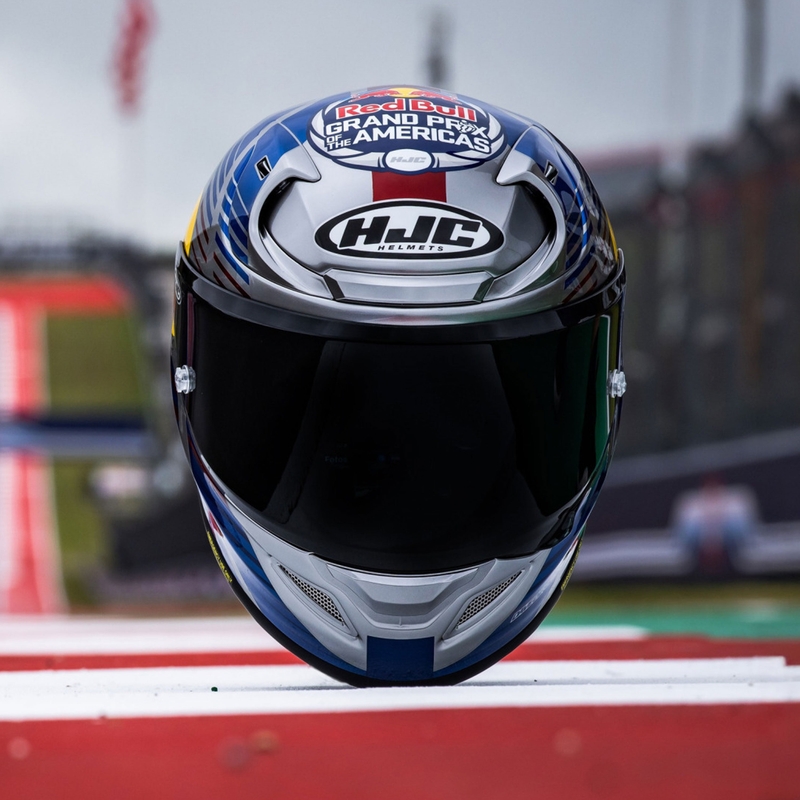 Integralhelm Motorrad HJC RPHA 12 Red Bull Austin GP II MC21 blau-grau