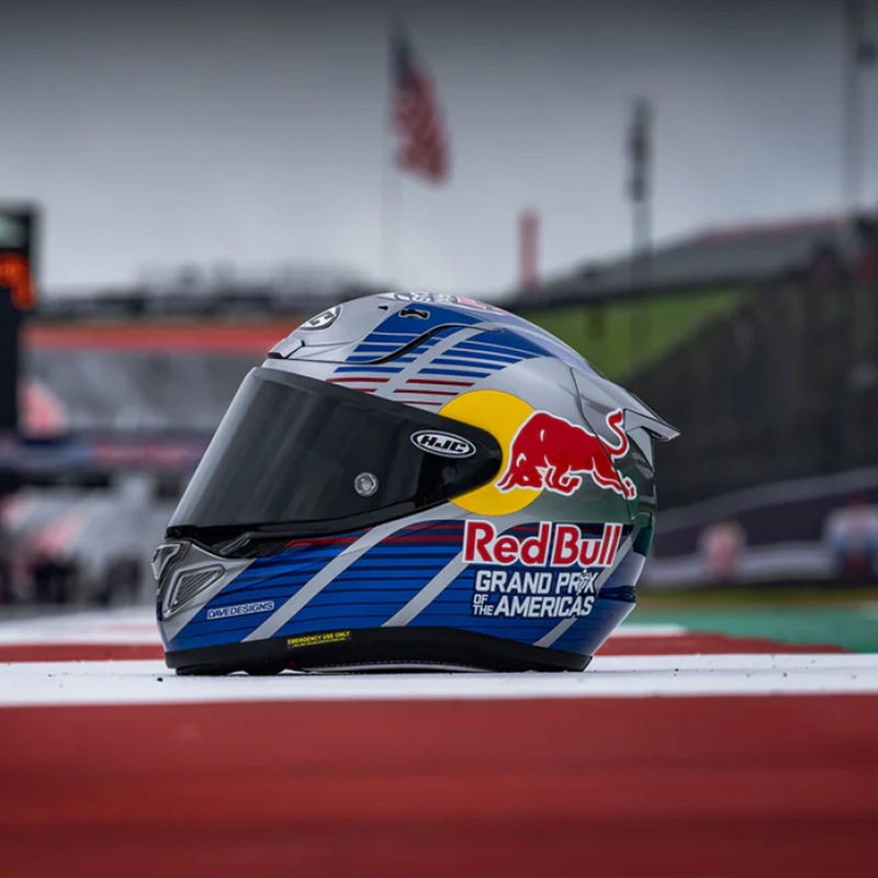 Integralhelm Motorrad HJC RPHA 12 Red Bull Austin GP II MC21 blau-grau