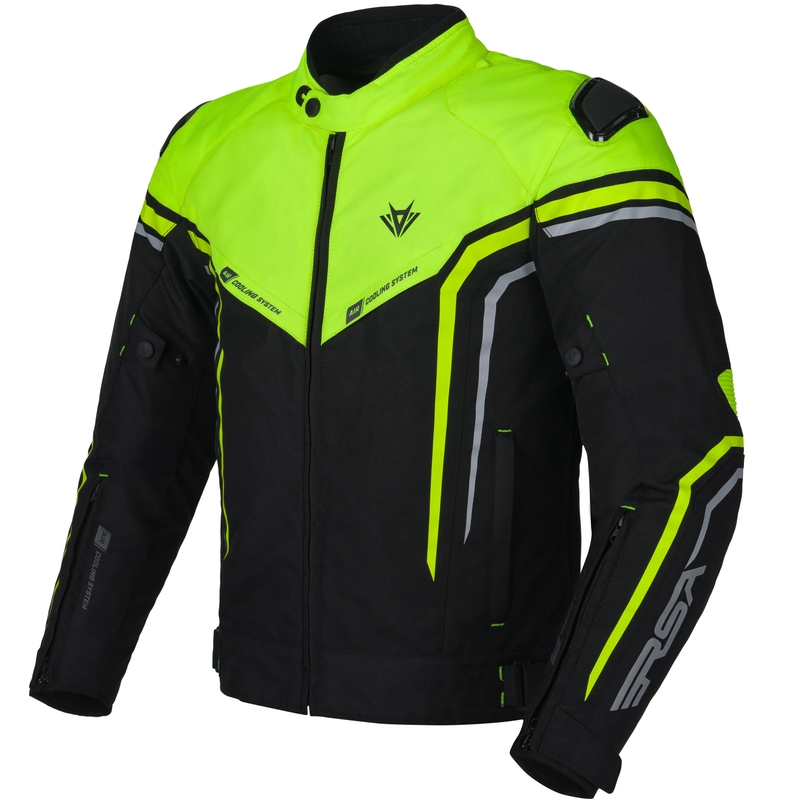 Motorradjacke RSA Compact 2 EVO schwarz-grau-fluoreszierend gelb