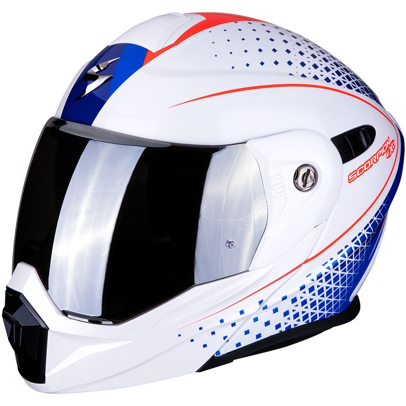 Klappbarer Endurohelm Scorpion ADX-1 Horizon weiß-rot-blau Ausverkauf