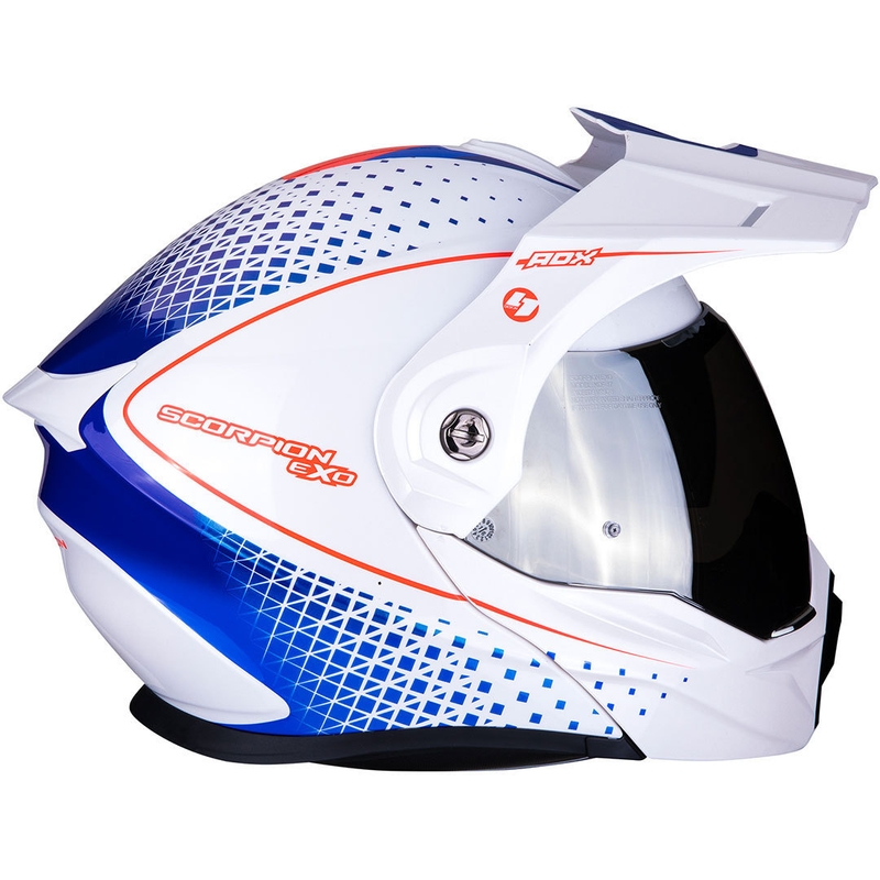 Klappbarer Endurohelm Scorpion ADX-1 Horizon weiß-rot-blau Ausverkauf