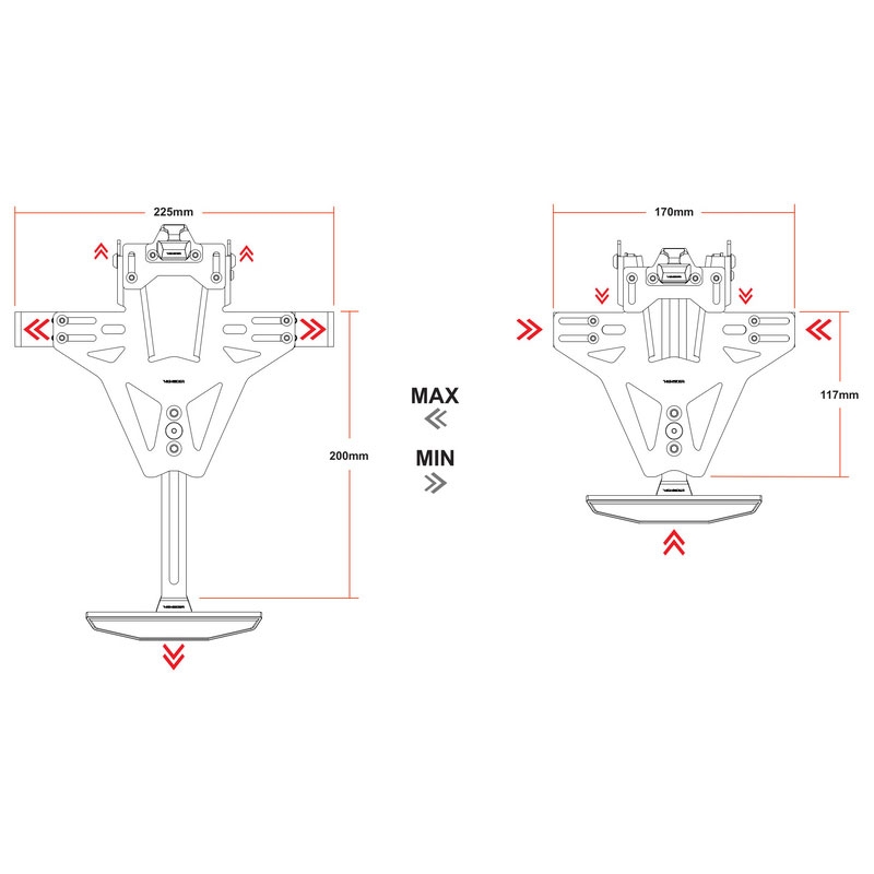 Kennzeichenhalter mit Beleuchtung Highsider Akron RS PRO Ducati schwarz