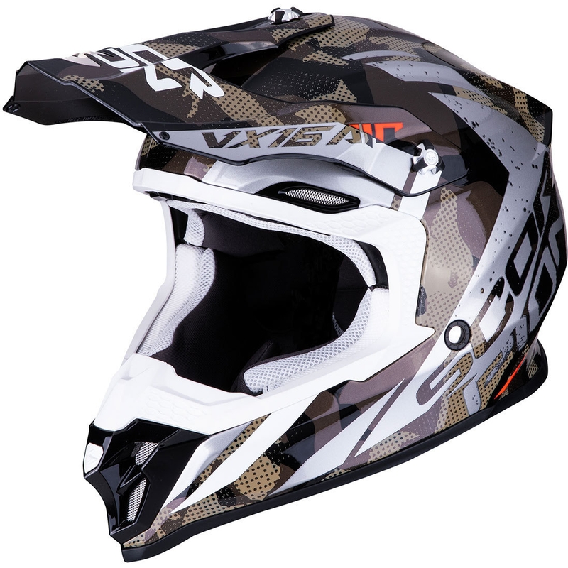 Motocross Helm Scorpion VX-16 Air Waka schwarz-silber