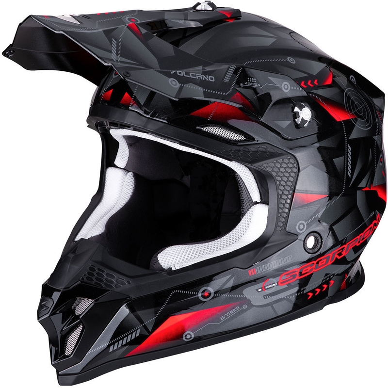 Motocross Helm Scorpion VX-16 Air Punch schwarz-silber-rot