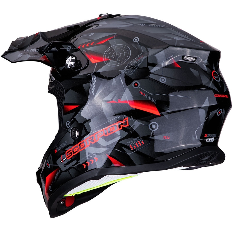 Motocross Helm Scorpion VX-16 Air Punch schwarz-silber-rot