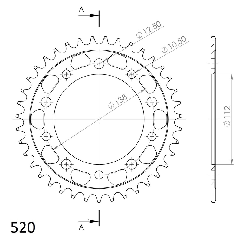 Ketten Rad SUPERSPROX schwarz 39T, 520