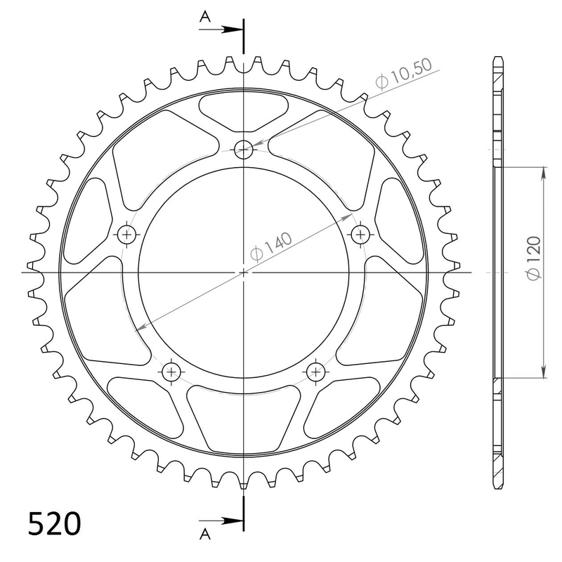 Ketten Rad SUPERSPROX schwarz 47T, 520