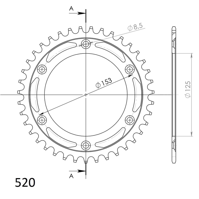 Ketten Rad SUPERSPROX schwarz 39T, 520